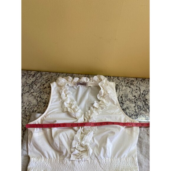 Loft Womens Dress Size 12 White Silver Sleeveless Ruffle Neck Textured Skirt Y2K - Picture 5 of 11